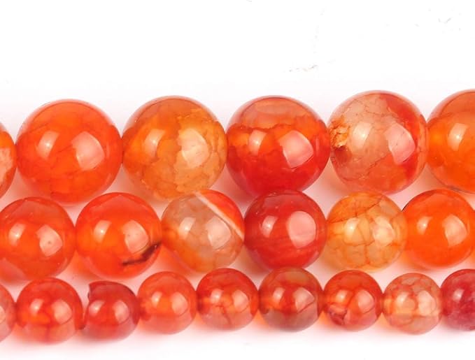 45pcs Smooth Natural Orange Agate Beads，8mm Dragon Vein Gemstone Round Loose - Image 7