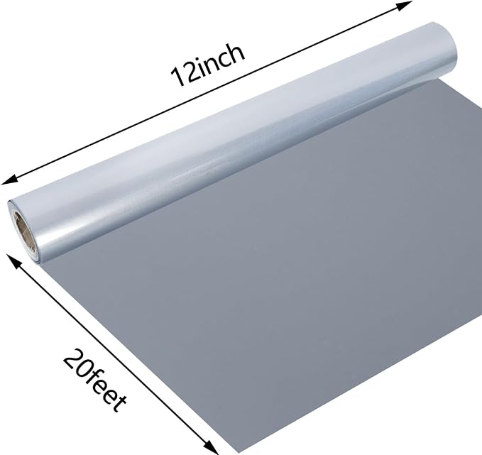 guangyintong Reflective Heat Transfer Vinyl HTV Rolls, Light Grey HTV Vinyl - Image 3