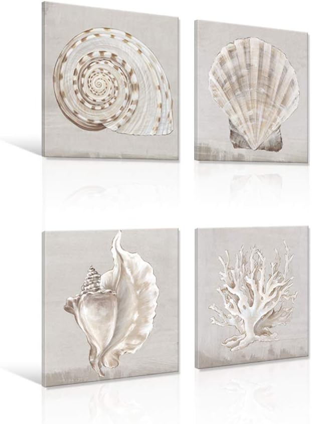 JAPO ART Neutral Shells Eva Watts by PI Creative Art Modern seashells Canvas - Image 2