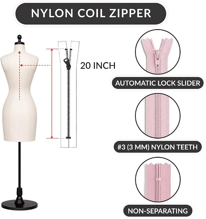 20 inch #3 Non-Separating Nylon Coil Jacket Zipper, Strong Closed-End Jacket - Image 2