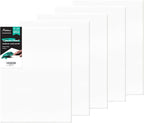 Canvas Boards 5-Pack 12"x16" – Flat Canvas Panels, Primed Polyester-Cotton by KAKKUE