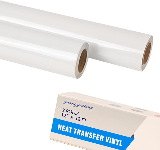 guangyintong White Heat Transfer Vinyl HTV Rolls, 2 Rolls 12" x 12ft White Iron by guangyintong