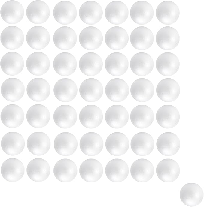 Crafjie 50Pack 2.36Inch Craft Foam Balls White Smooth Polystyrene Foam Ball | by Crafjie