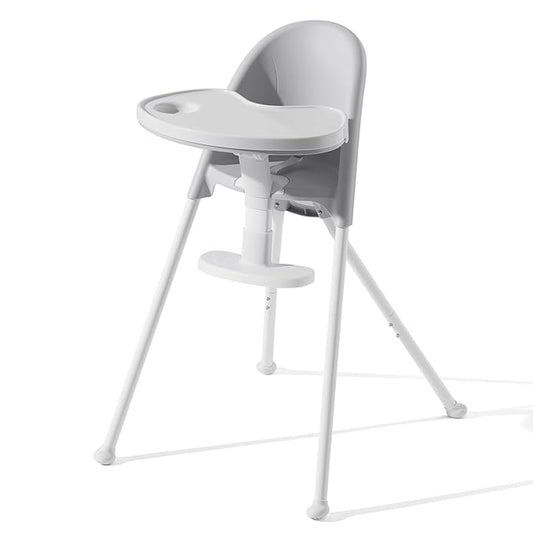 Funny Supply 3-in-1 Cute Folding High Chair, High Chairs for Babies and Toddlers, Modern Space Saving Highchair with Removable Double Tray, Easy to Clean, Light Weight Baby Feeding Chair, Gray