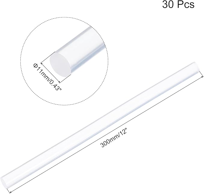 uxcell 30pcs Full Size Hot Glue Gun Sticks 12-inch x 0.43-inch High Sticky - Image 2