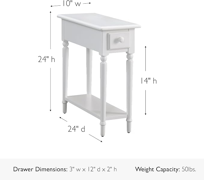 Leick Home Coastal End Table, Solid Wood, 1 Drawer, Bottom Display Shelf - Image 3