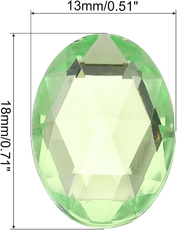 MECCANIXITY 50Pcs Acrylic Oval Gems 13x18 mm Flat Back Artificial Rhinestones - Image 2