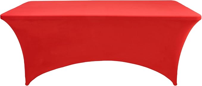 2-Pack 6ft Red Spandex Table Covers - Image 7