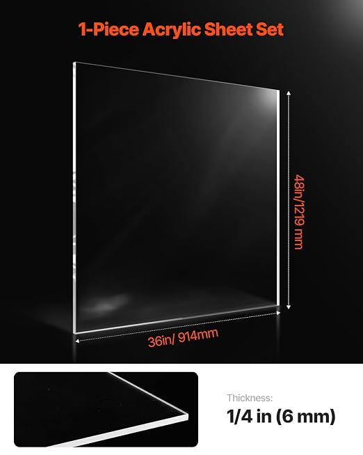 VEVOR Plexiglass Acrylic Sheet, 1 Pack Plastic Sheet, 36 x 48 Inch 1/4 Inch - Image 2