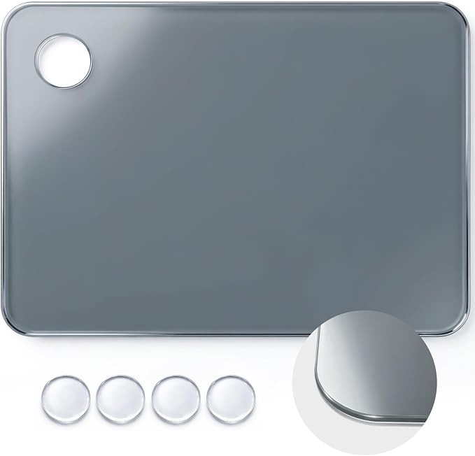 Nuanchu 12 x 16 Inch Handy Rectangle Neutral Grey Tempered Glass Palette by Nuanchu