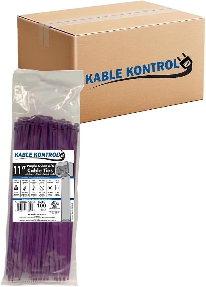 Kable Kontrol Purple Zip Ties 11 Inch 8, 50 Lbs Tensile Strength, Bulk Pack by KABLEKONTROL%C2%AE