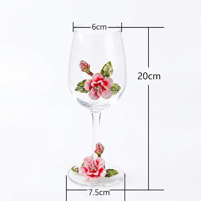 Simcat Handmade Painted Enamel Flower Glass Wine Glasses Transparent Refined - Image 3