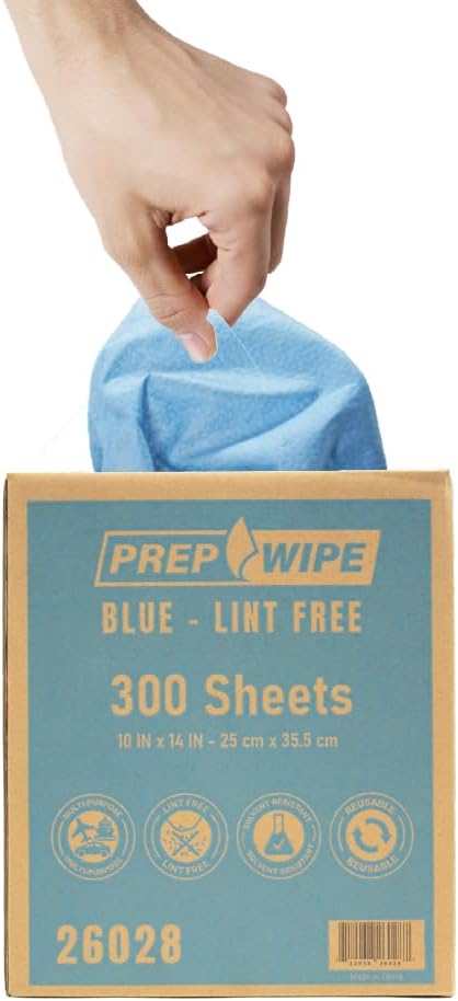 Lauco Prep Wipe Lint-Free Towels – Heavy Duty Cloths for Household & Industrial Use, Disposable Rags, Nonwoven Wipes, 300-Pack, 9" x 17" (Blue)