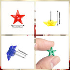 ELANE 100 Pcs Star Thumb Tacks for Wall Hangings, Flat Thumb Tacks and Push Pins - Image 2
