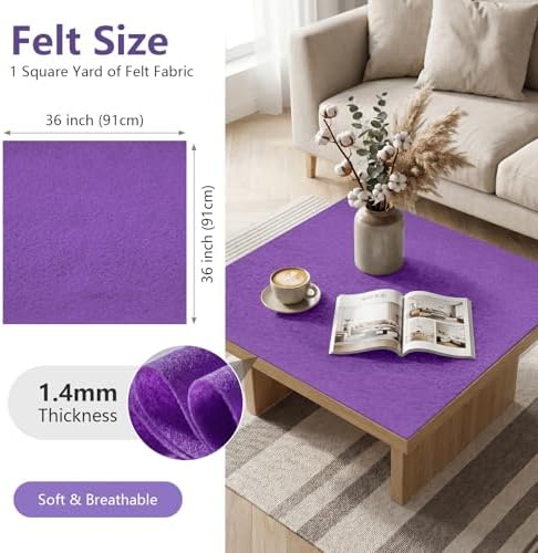 Purple Felt Fabric 36'' X 36'', 1.4mm Large Felt Sheets Soft Durable Crafts - Image 2