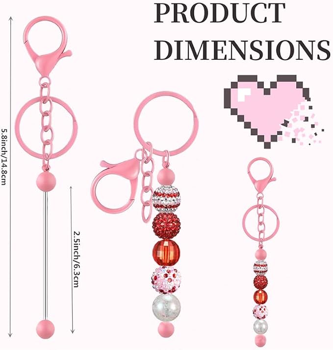 6Pcs Beadable Keychain Bars Blanks Bead Keychain Bar Metal Beaded Keychains - Image 2