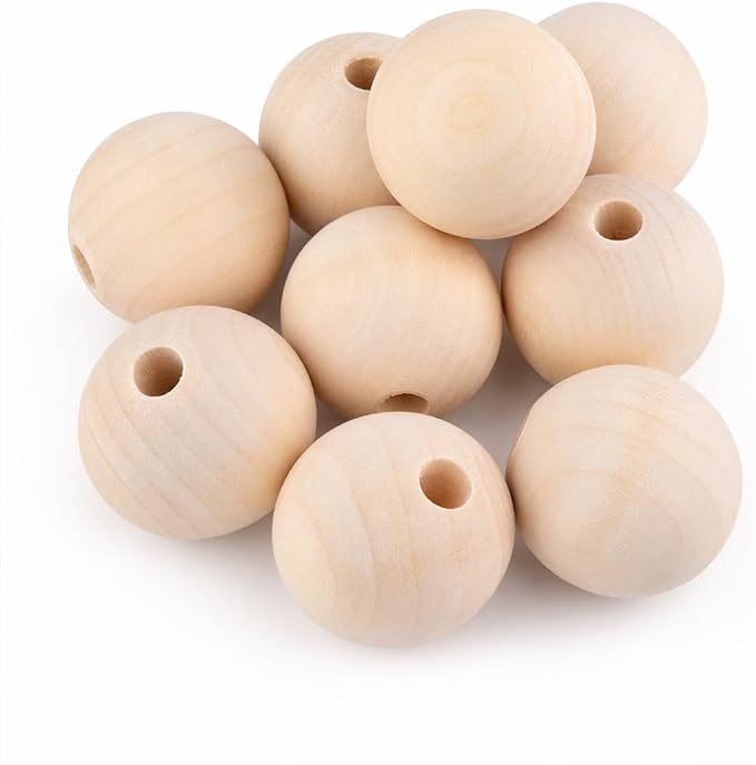 35mm Wooden Beads for Craft, Bead Garland, Farmhouse Decor by Modpion