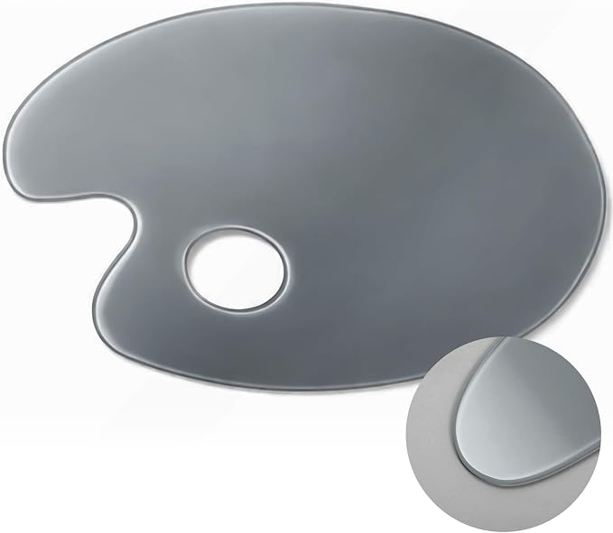 Nuanchu 8 x 12 Inch Handy Oval Neutral Grey Tempered Glass Palette by Nuanchu