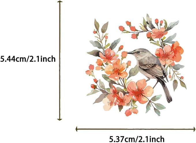 50PCS Flower and Bird Stickers PET Transparent Stickers Nature Watercolor Birds - Image 8