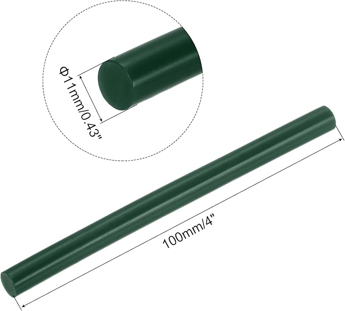 uxcell Mini Hot Glue Sticks for Glue Gun 11mm x 100mm Dark Green 12pcs - Image 2