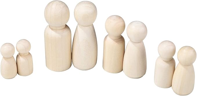 56 PCS Unfinished Natural Wooden Peg Dolls, Little Wooden peg People - Image 8