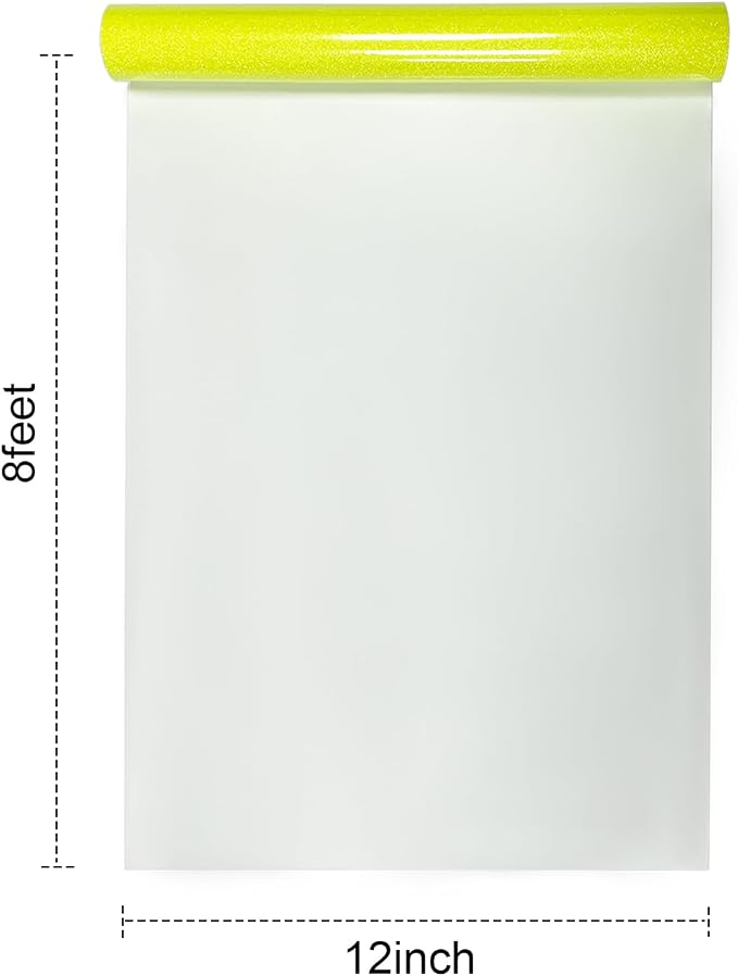 Efuncro- Fluorescent Yellow Glitter HTV Heat Transfer Vinyl - Image 2