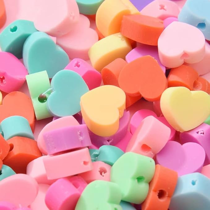 100pcs Mixed Heart Polymer Clay Spacer Beads - Image 4