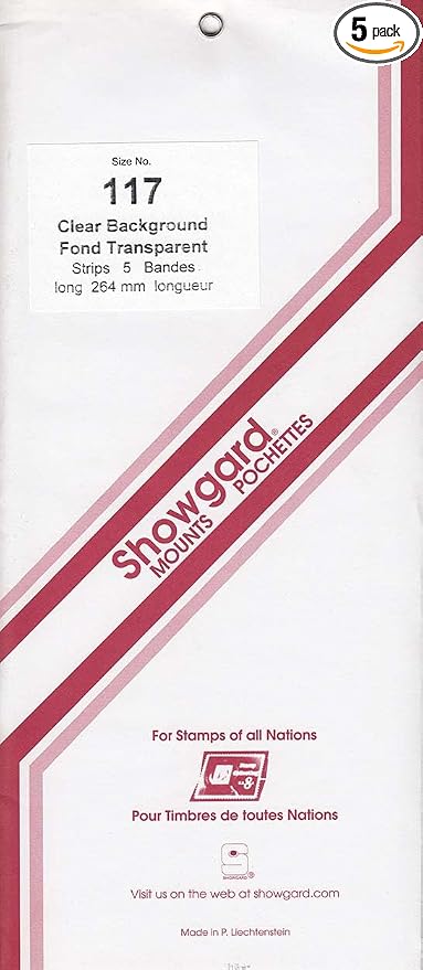 Strip Style Stamp Mounts Size 117 Clear by Showgard