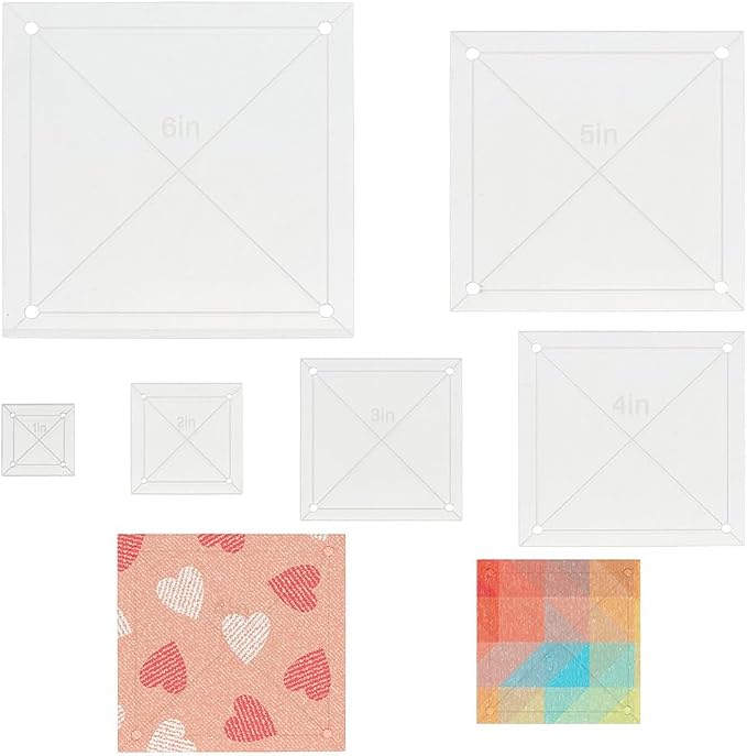 6Pcs Quilting Template Acrylic 0.98-5.91 Inch Clear Square Templates by HOBBIESAY
