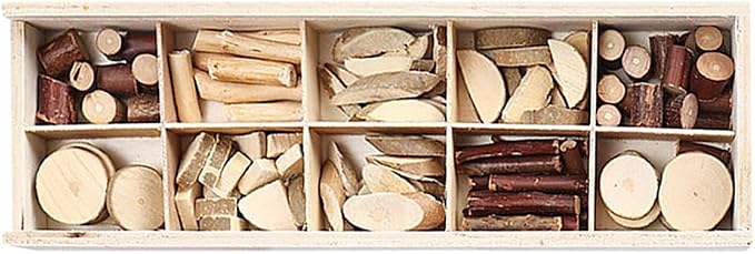 Natural Wood Craft Kit Tiny Unfinished Wooden Slices Assorted Shape Wood Pieces by GSHLLO
