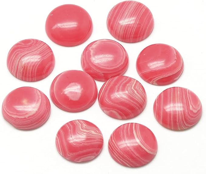 FASHEWELRY 50Pcs Synthetic Rhodochrosite Cabochons Flat Back Gemstone Cabochons by FASHEWELRY