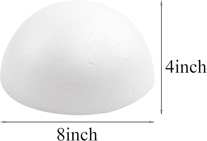 Crafjie 4PCS 8 Inchs White Foam Balls Half Round Polystyrene Half Foam Balls - Image 2