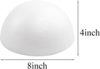 Crafjie 4PCS 8 Inchs White Foam Balls Half Round Polystyrene Half Foam Balls - Image 2