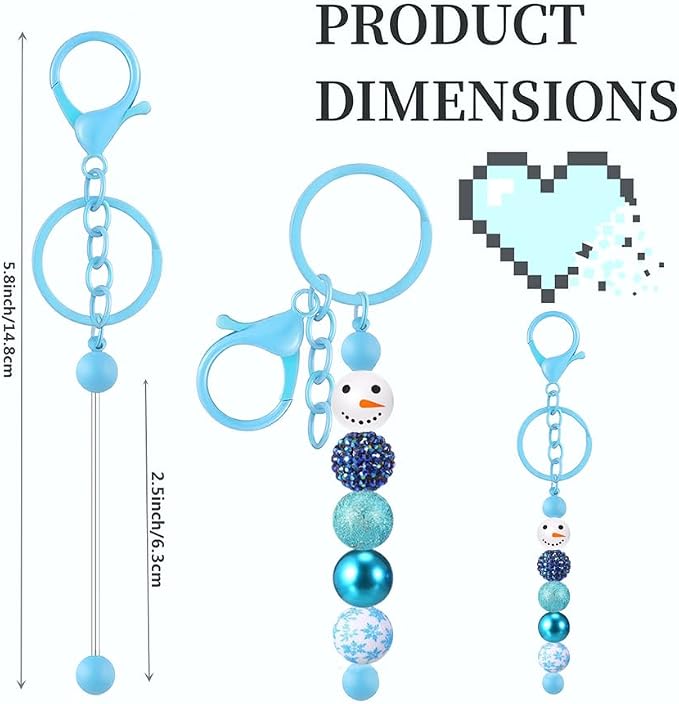 6Pcs Beadable Keychain Bars Blanks Bead Keychain Bar Metal Beaded Keychains - Image 2