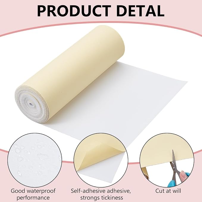 BENECREAT 118x8 Inch White Self Adhesive EVA Foam Roll, 1mm Thick Waterproof - Image 4