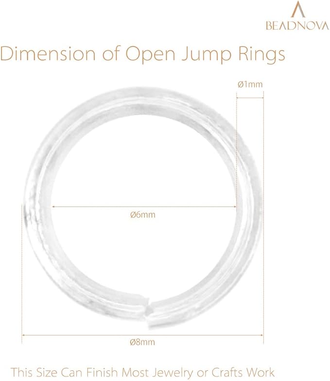 BEADNOVA 8mm Open Jump Rings Silver Jump Rings - Image 3