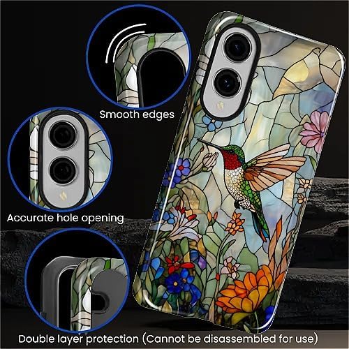 for Samsung Galaxy S25 Edge Case, Hummingbird Wildflower Stained Glass Pattern - Image 5