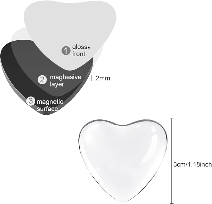 Weewooday 72 Pieces Heart Glass Craft Magnets Round Fridge Ceramic Ferrite - Image 2