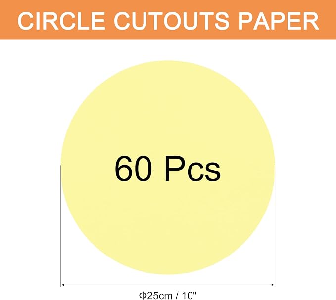 MECCANIXITY 60 PCS Light Yellow Color Circle Cutouts Paper 10 Inch Round Card - Image 2