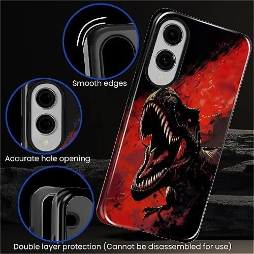 for Samsung Galaxy S25 Edge Case, Cool Dinosaur Red Black Pattern Glossy 2 in 1 - Image 5