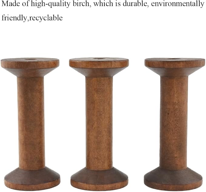 HAHIYO 3Inch/7.5cm 3PCs Light Brown Color Wood Spool - Image 6