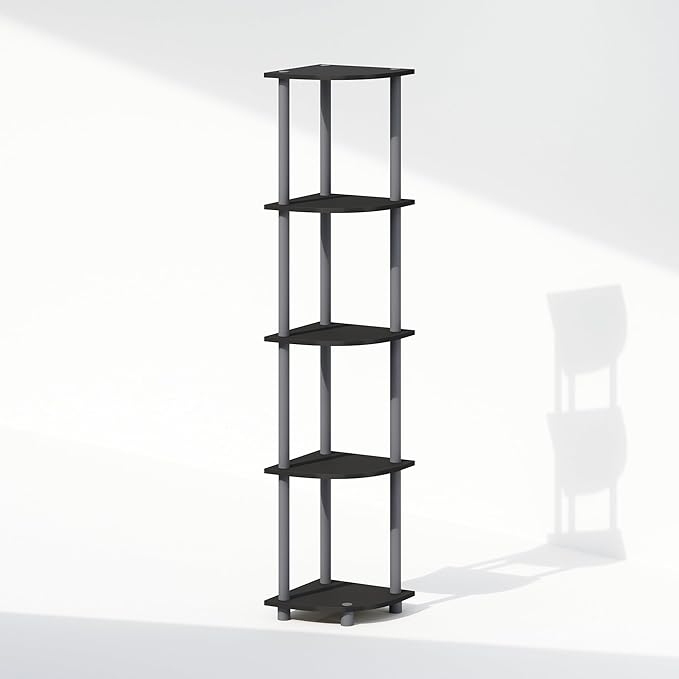 Furinno Turn-N-Tube Storage Shelves, 5-Tier Book Shelf, Corner Shelf, Toolless - Image 4