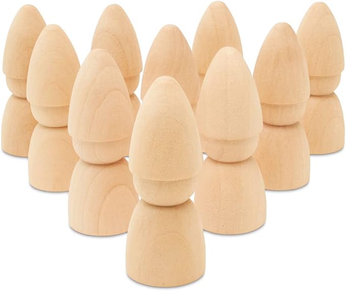 Gnome Wood Peg Dolls Unfinished 2-3/4 inch, Miniature Figures & Small World Play by Woodpeckers
