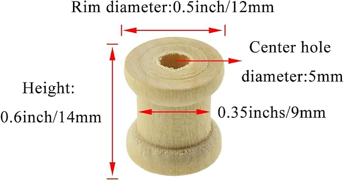 HAHIYO 0.6Inch 70pcs Natural Wood Unfinished Wooden Empty Thread Spool Smooth - Image 2