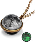 Yocoyee Galaxy Planet Pendant Necklace Glow in Dark Double Side Glass Crystal by Yocoyee