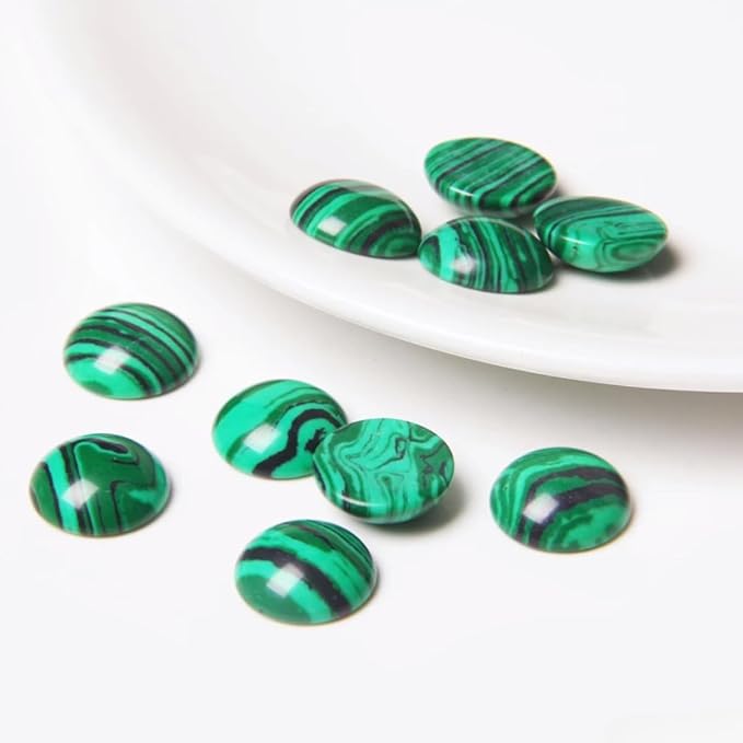 20pcs 4mm Natural Stone No Hole Malachite Semicircle Smooth Cabochons Beads - Image 3