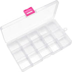IOOLEEM 15 Grids Plastic Bead Organizer Box, Organizer Container Storage Box by IOOLEEM