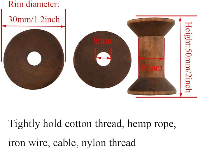 HAHIYO 2Inch/5cm 6PCs Light Brown Color Wood Spool - Image 2