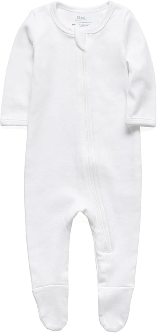 O2 BABY Baby Boys Girls Organic Cotton Zip-Front Sleeper Pajamas, Footed Sleep 'n Play