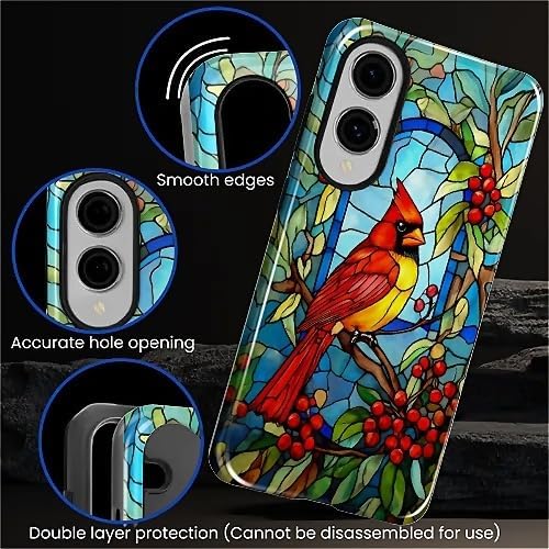 for Samsung Galaxy S25 Edge Case, Stained Glass Cardinal Bird Pattern Glossy 2 - Image 5